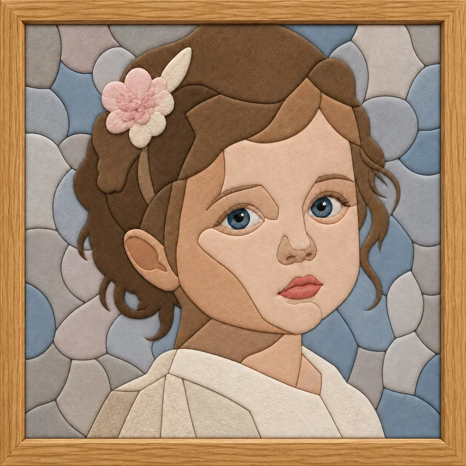 Girl with Flower in Hair — Kinusaiga fabric art design preview