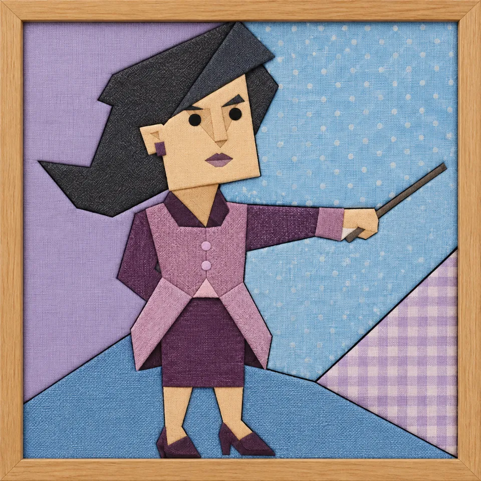 Woman Holding Pointer — Kinusaiga fabric art design preview