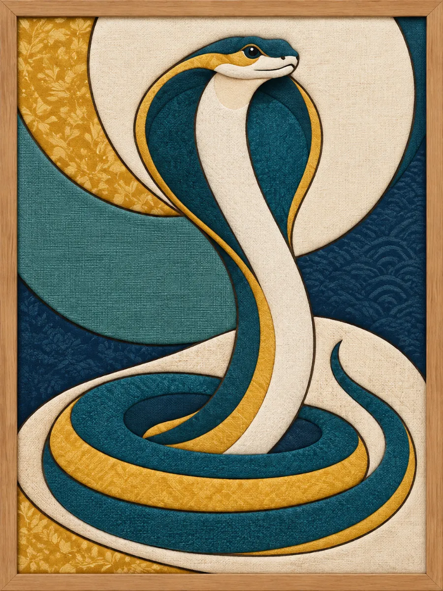 Coiled Cobra — Kinusaiga fabric art design preview