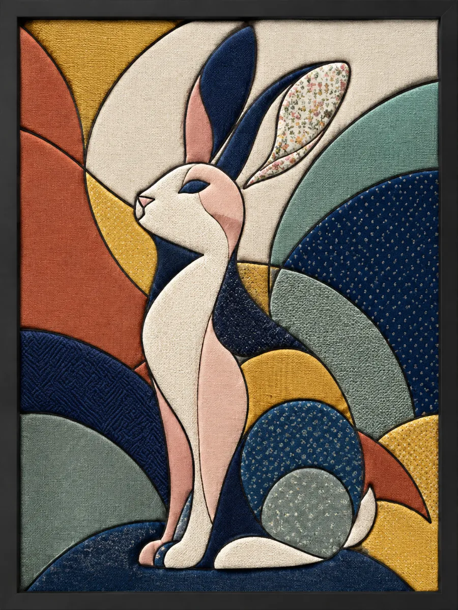Sitting Rabbit — Kinusaiga fabric art design preview