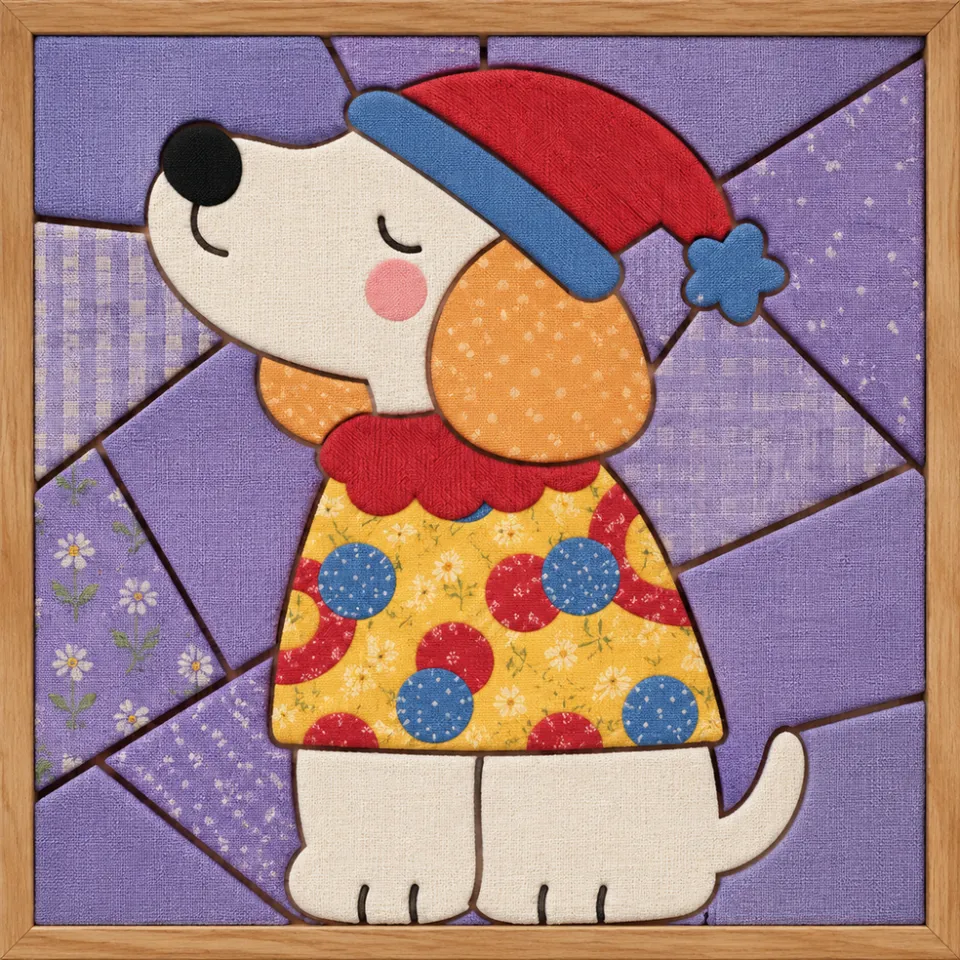 Dog Wearing Winter Hat — Kinusaiga fabric art design preview