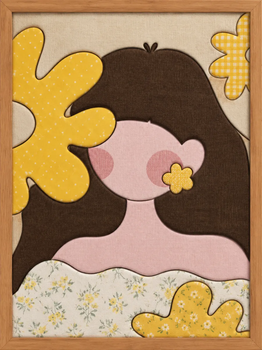 Girl with Brown Hair — Kinusaiga fabric art design preview