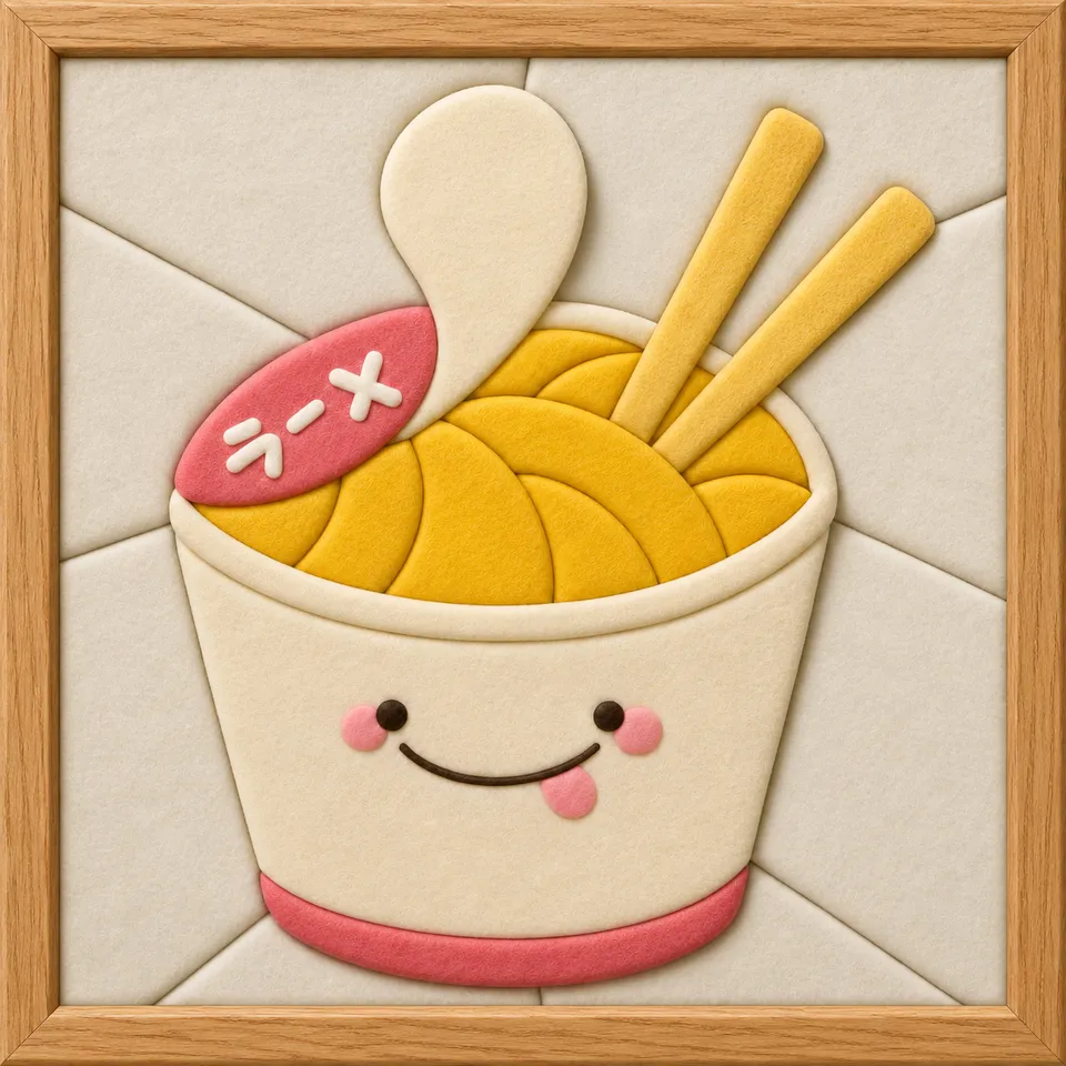 Ramen Cup — Kinusaiga fabric art design preview