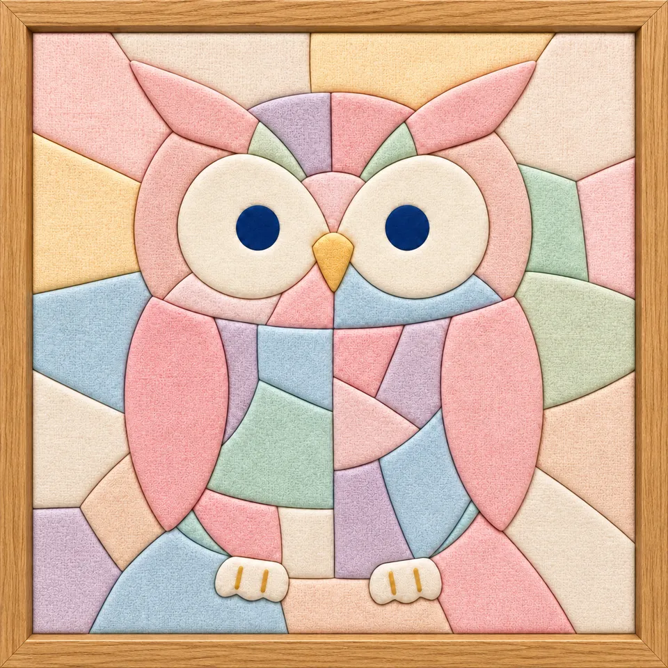 Pastel Owl — Kinusaiga fabric art design preview