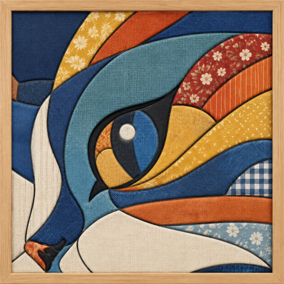 Colorful Cat Eye — Kinusaiga fabric art design preview