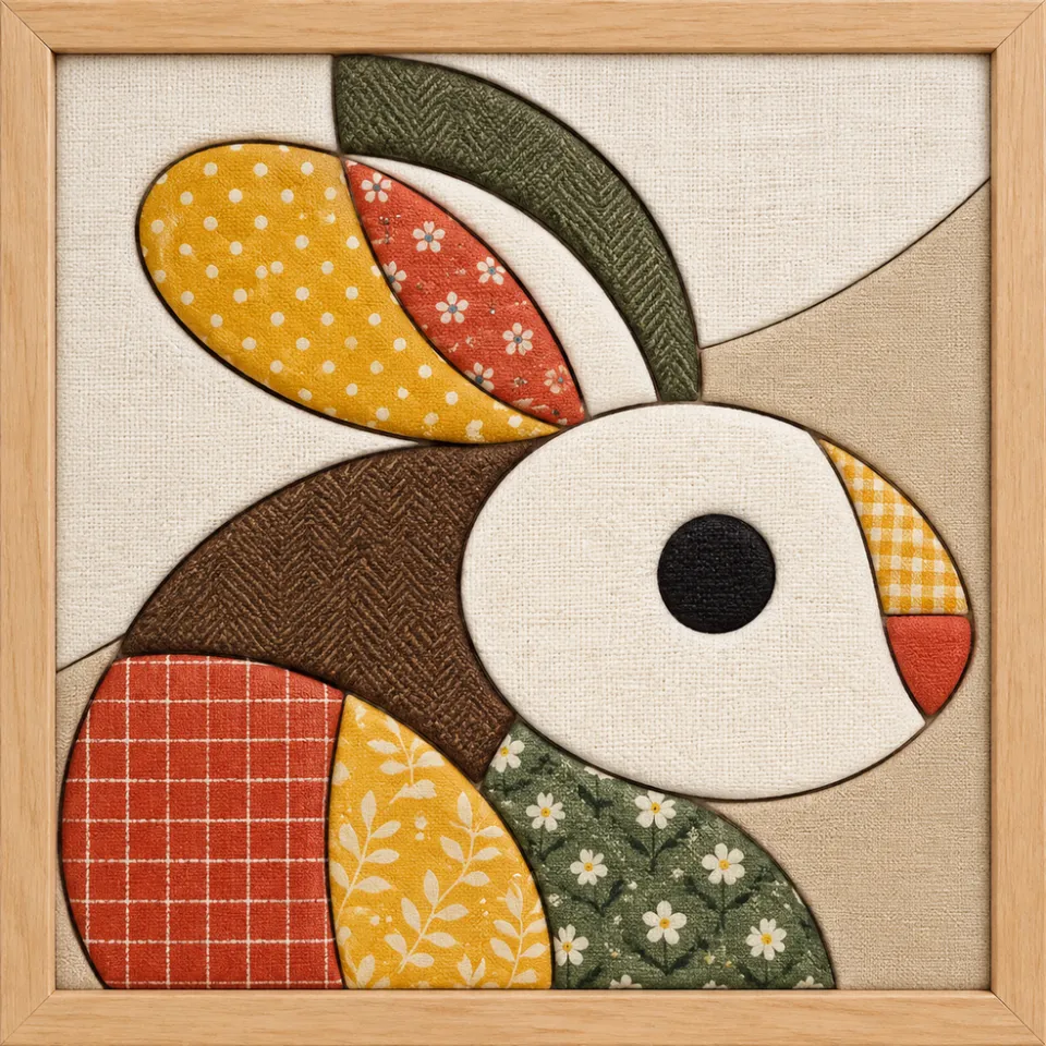 Geometric Rabbit — Kinusaiga fabric art design preview