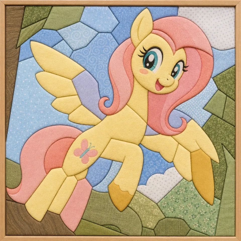 Yellow Winged Pony — Kinusaiga fabric art design preview