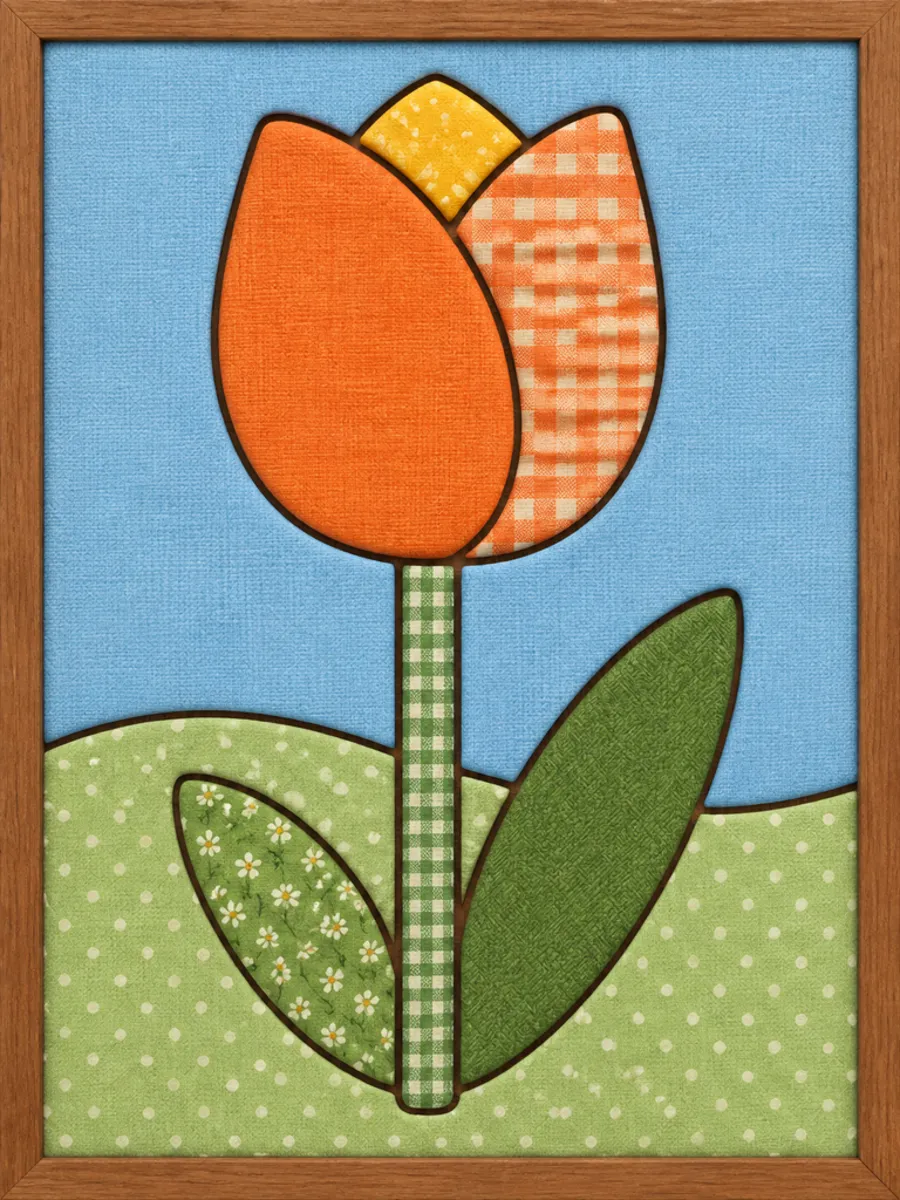Orange Tulip Flower — Kinusaiga fabric art design preview