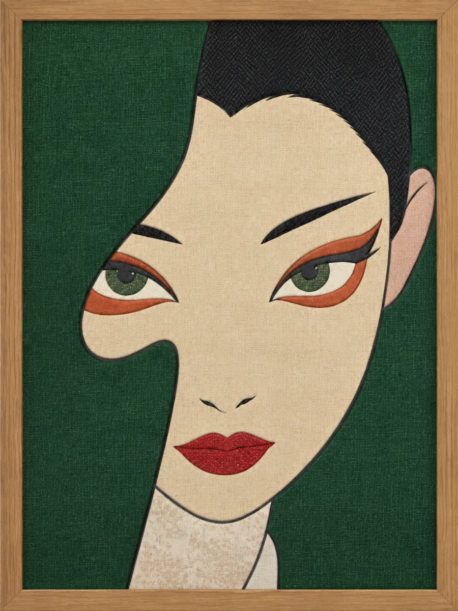 Woman with Green Eyes — Kinusaiga fabric art design preview
