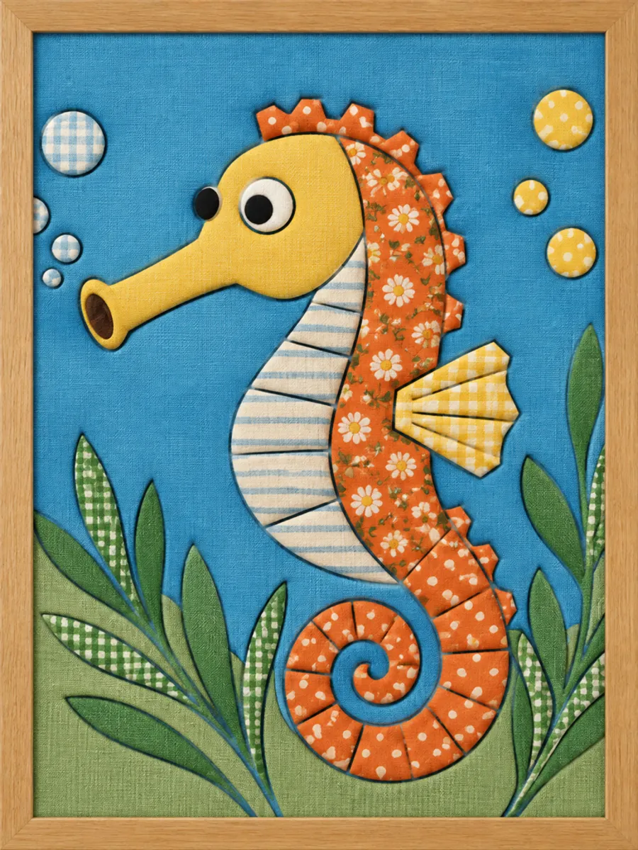 Orange Seahorse — Kinusaiga fabric art design preview