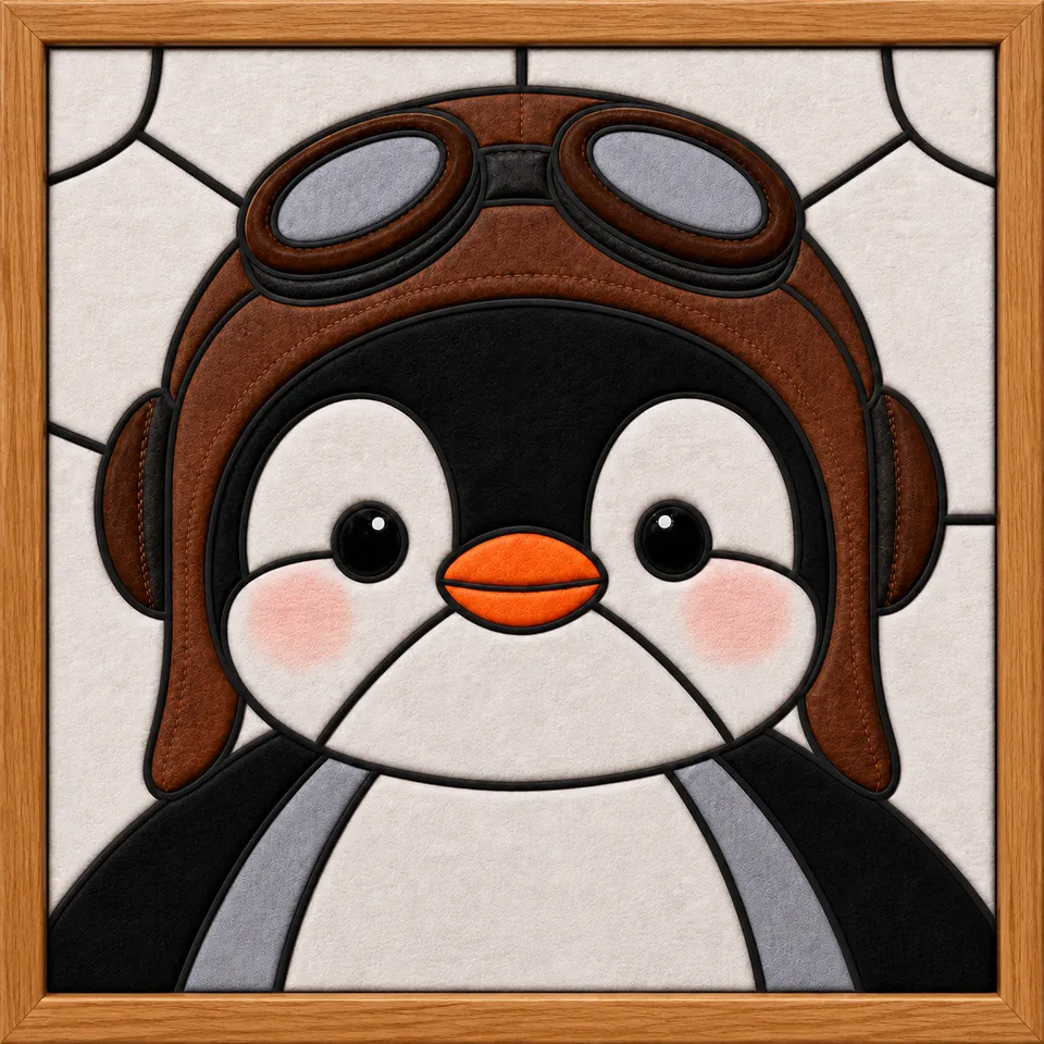 Penguin with Aviator Goggles — Kinusaiga fabric art design preview