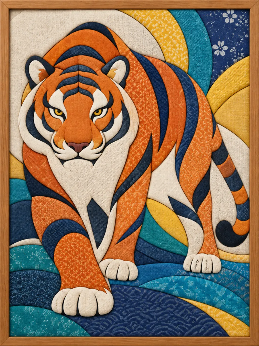 Crouching Tiger — Kinusaiga fabric art design preview