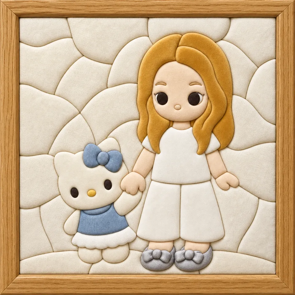 Hello Kitty Girl — Kinusaiga fabric art design preview