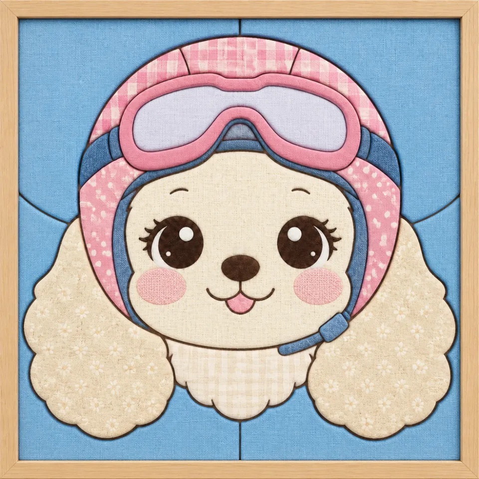 Dog Wearing Ski Goggles — Kinusaiga fabric art design preview