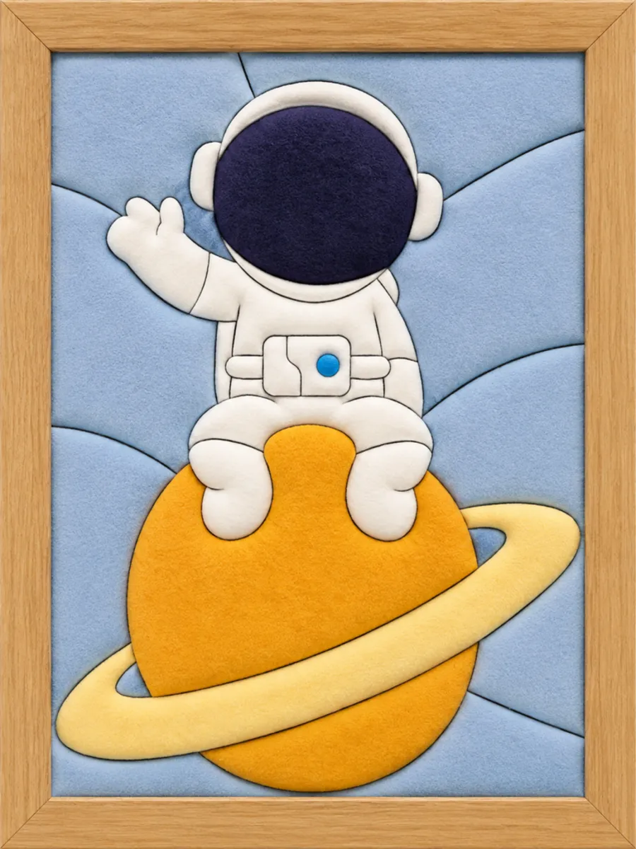 Astronaut on Saturn — Kinusaiga fabric art design preview