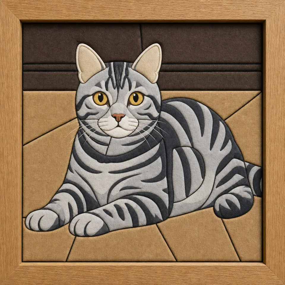 Striped Tabby Cat — Kinusaiga fabric art design preview