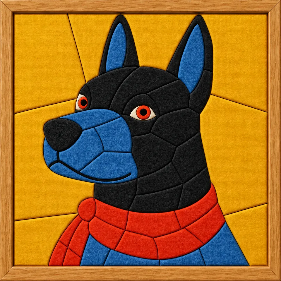 Scarf Dog — Kinusaiga fabric art design preview