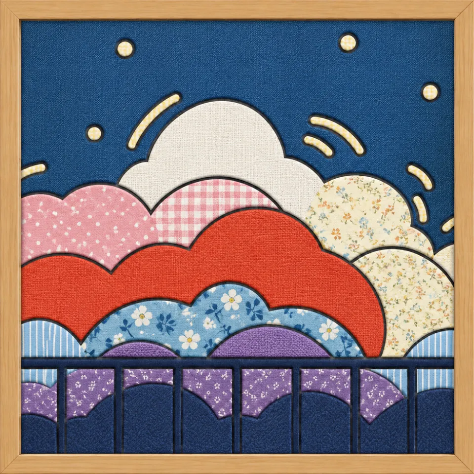 Clouds Over Bridge — Kinusaiga fabric art design preview