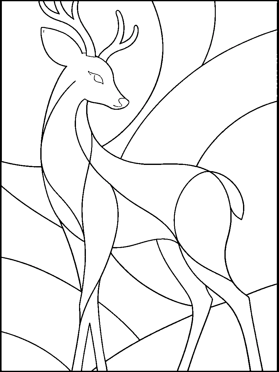 Stylized Deer with Antlers — Kinusaiga fabric art design preview