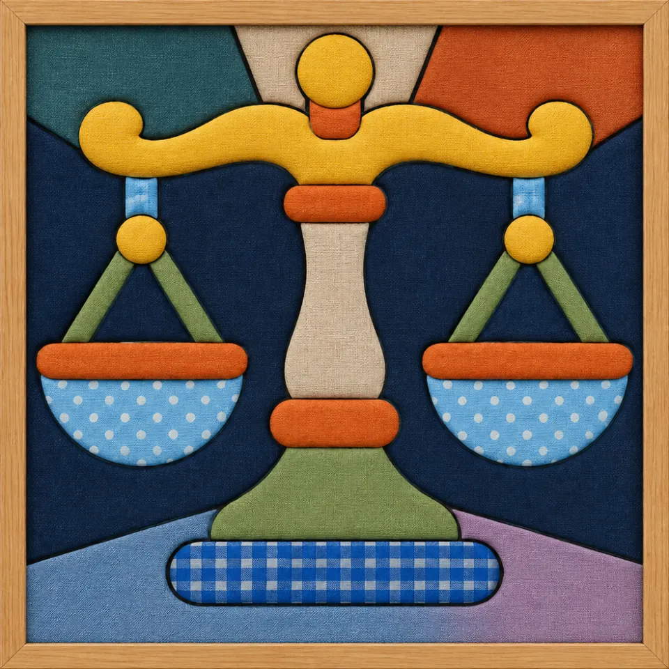 Colorful Libra Scales Symbol — Kinusaiga fabric art design preview