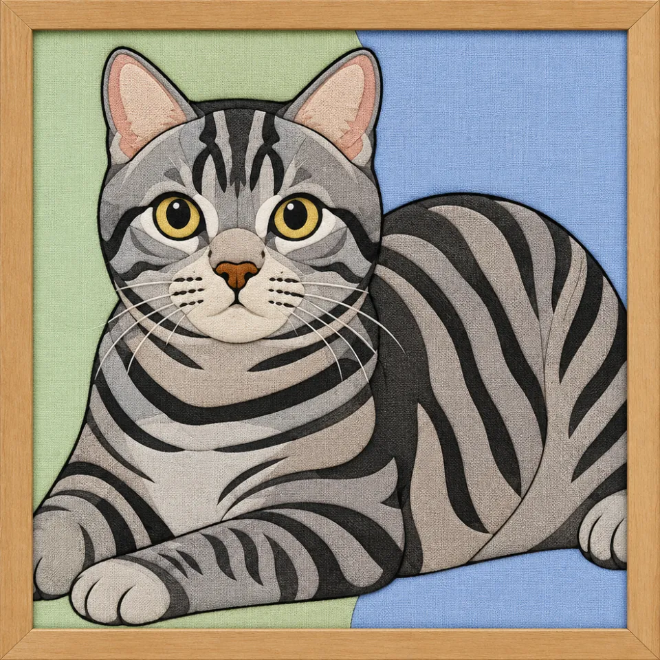 Striped Tabby Cat — Kinusaiga fabric art design preview