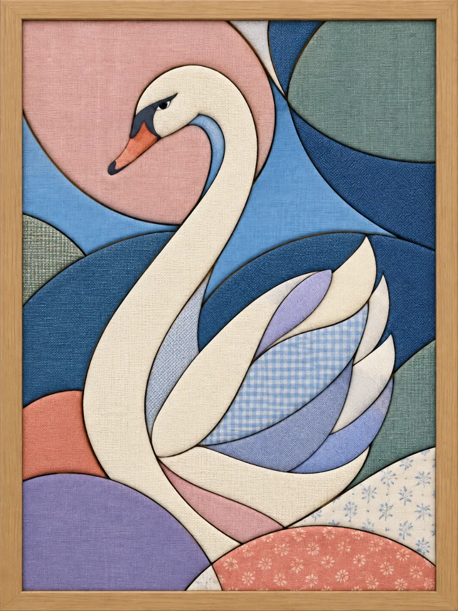 White Swan — Kinusaiga fabric art design preview