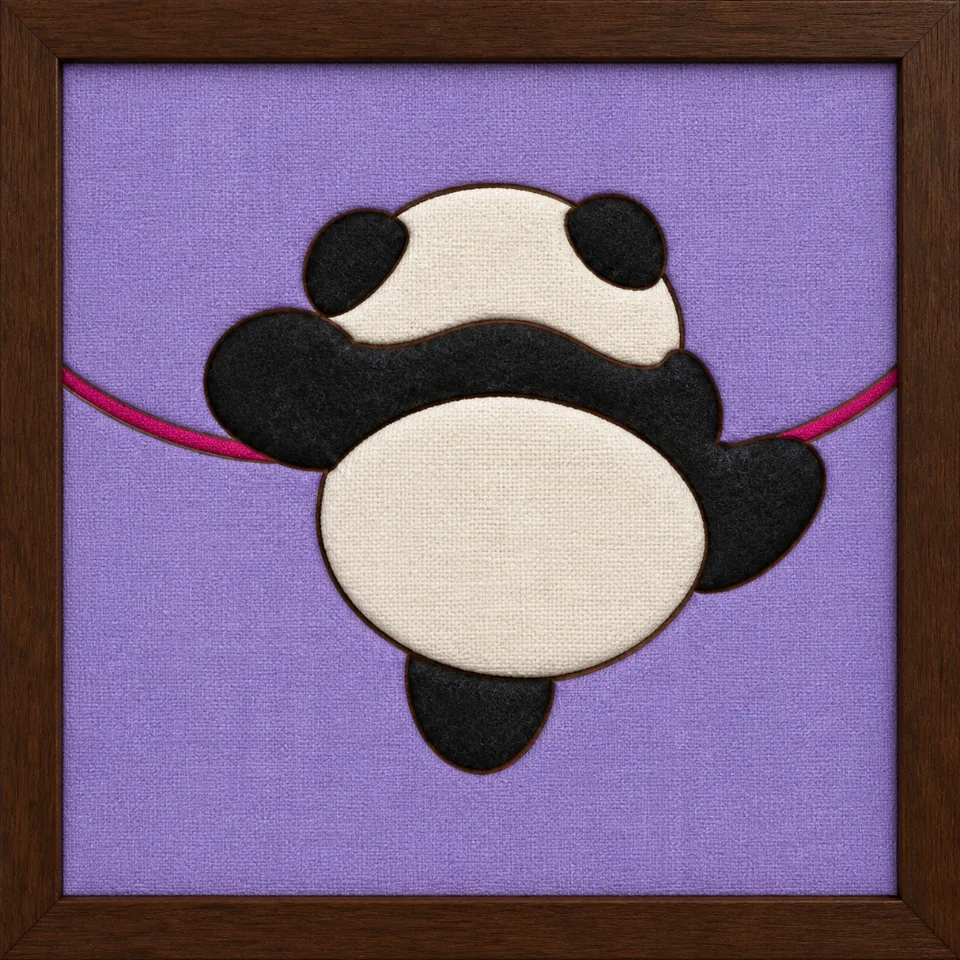 Panda on Rope — Kinusaiga fabric art design preview