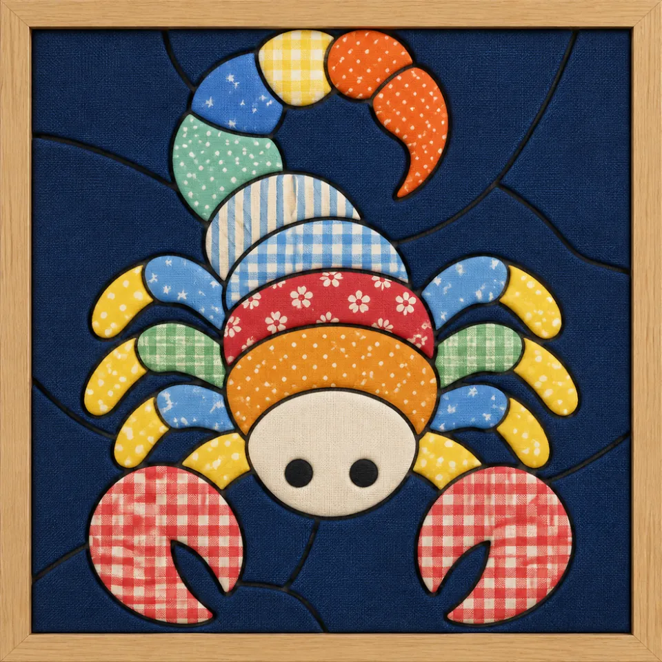 Colorful Crab — Kinusaiga fabric art design preview