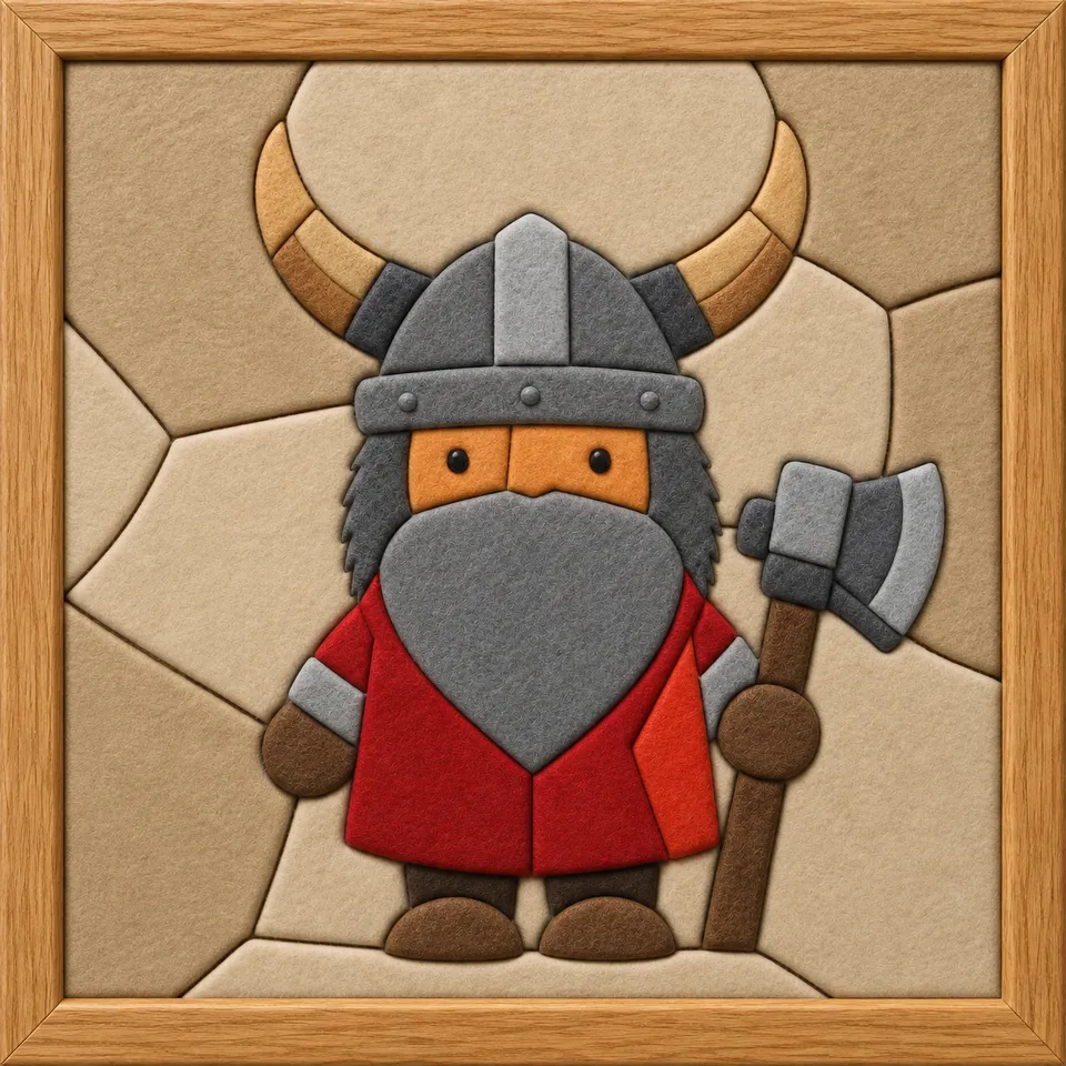 Viking Warrior with Axe — Kinusaiga fabric art design preview