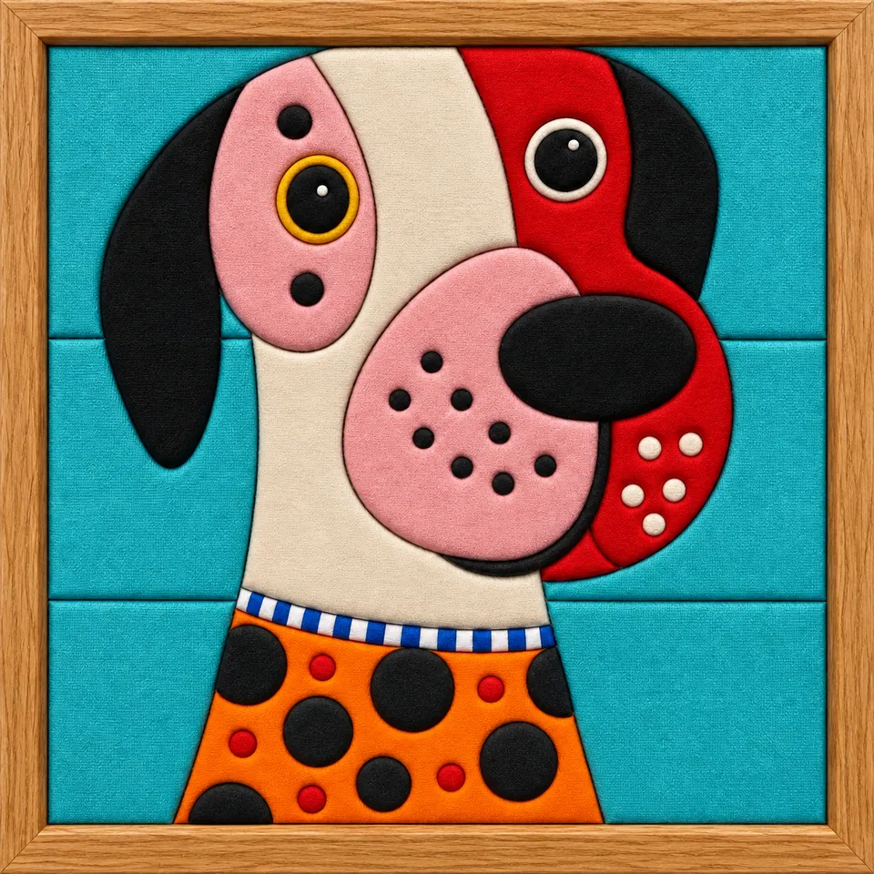 Colorful Dog — Kinusaiga fabric art design preview