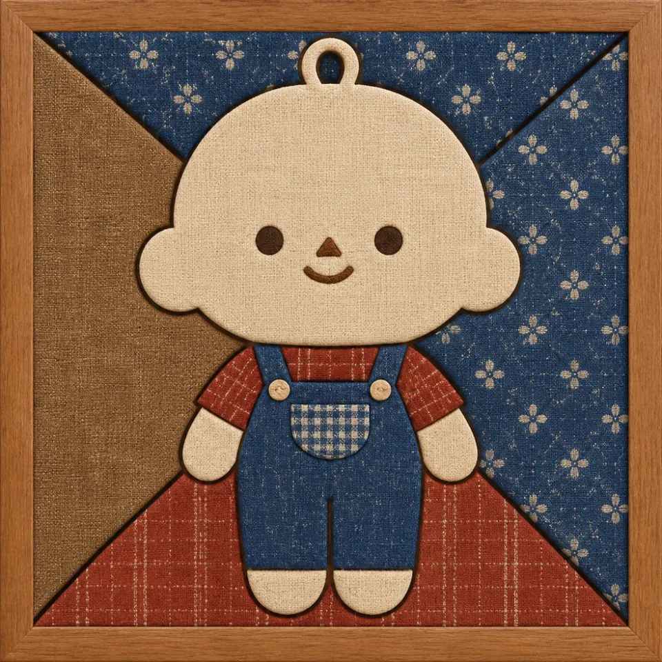 Plush Baby Doll — Kinusaiga fabric art design preview