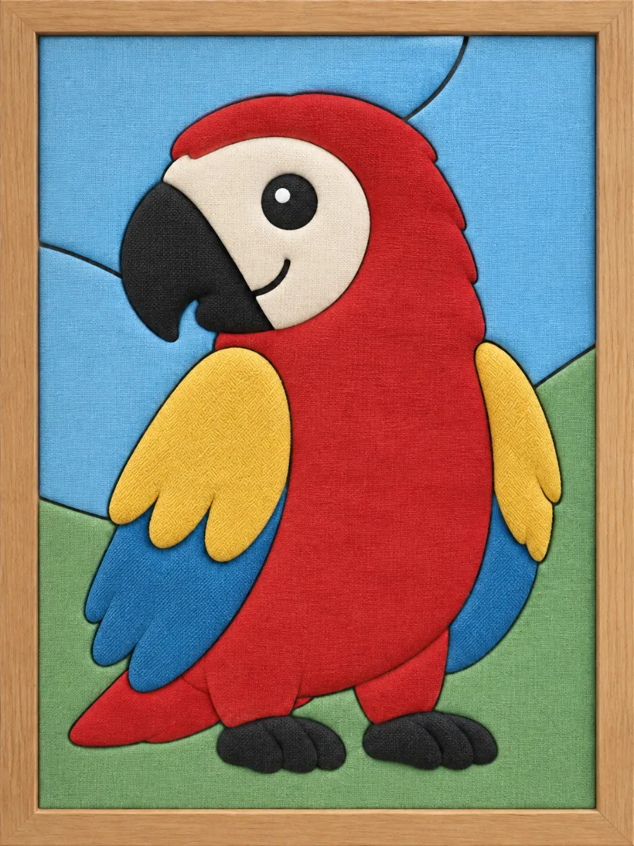 Clay Parrot Sculpture — Kinusaiga fabric art design preview