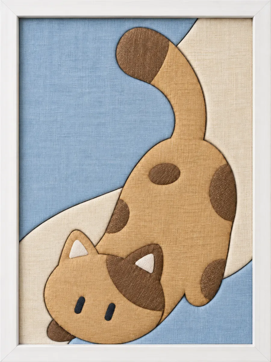 Stretching Orange Cat — Kinusaiga fabric art design preview