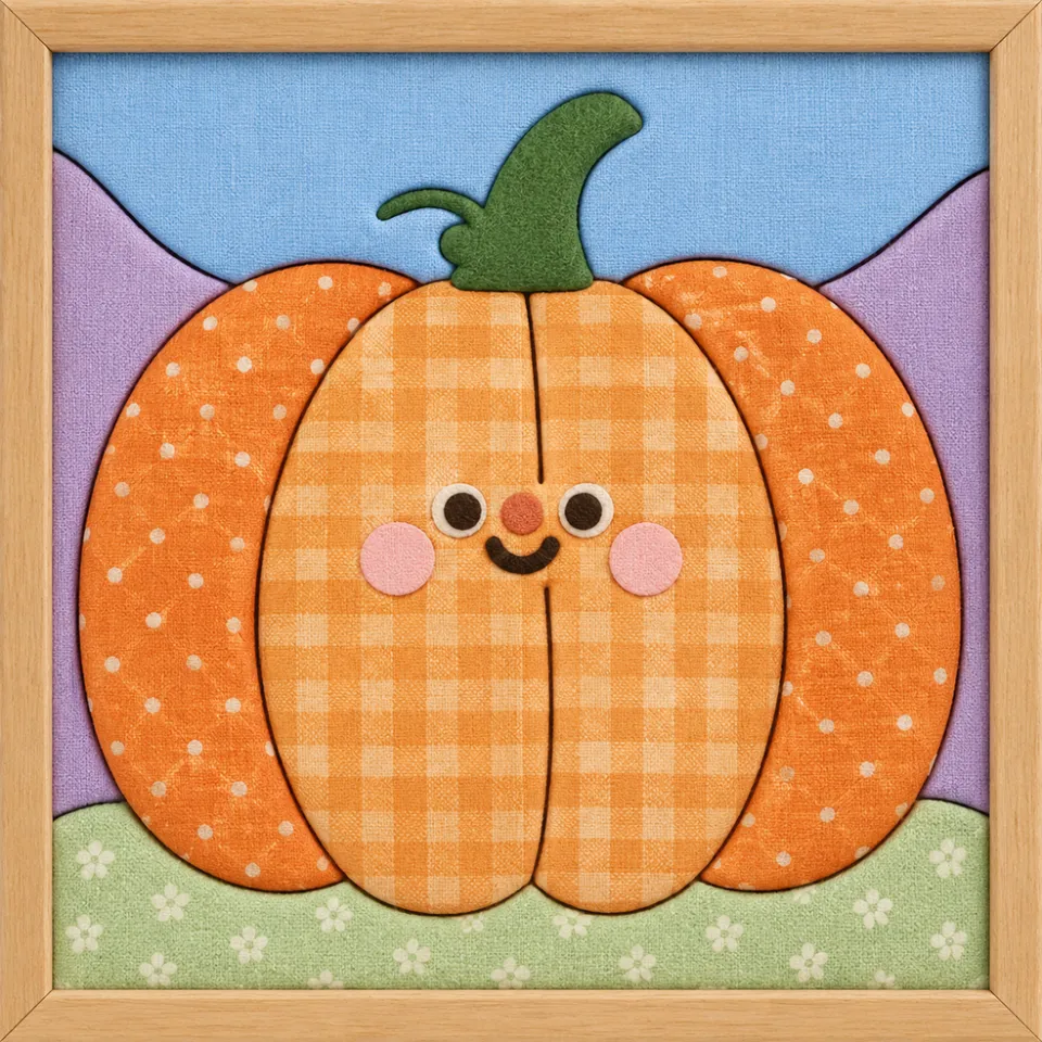 Smiling Pumpkin — Kinusaiga fabric art design preview