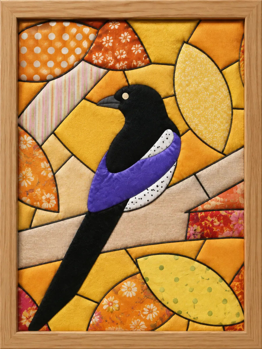 Black and Purple Bird — Kinusaiga fabric art design preview