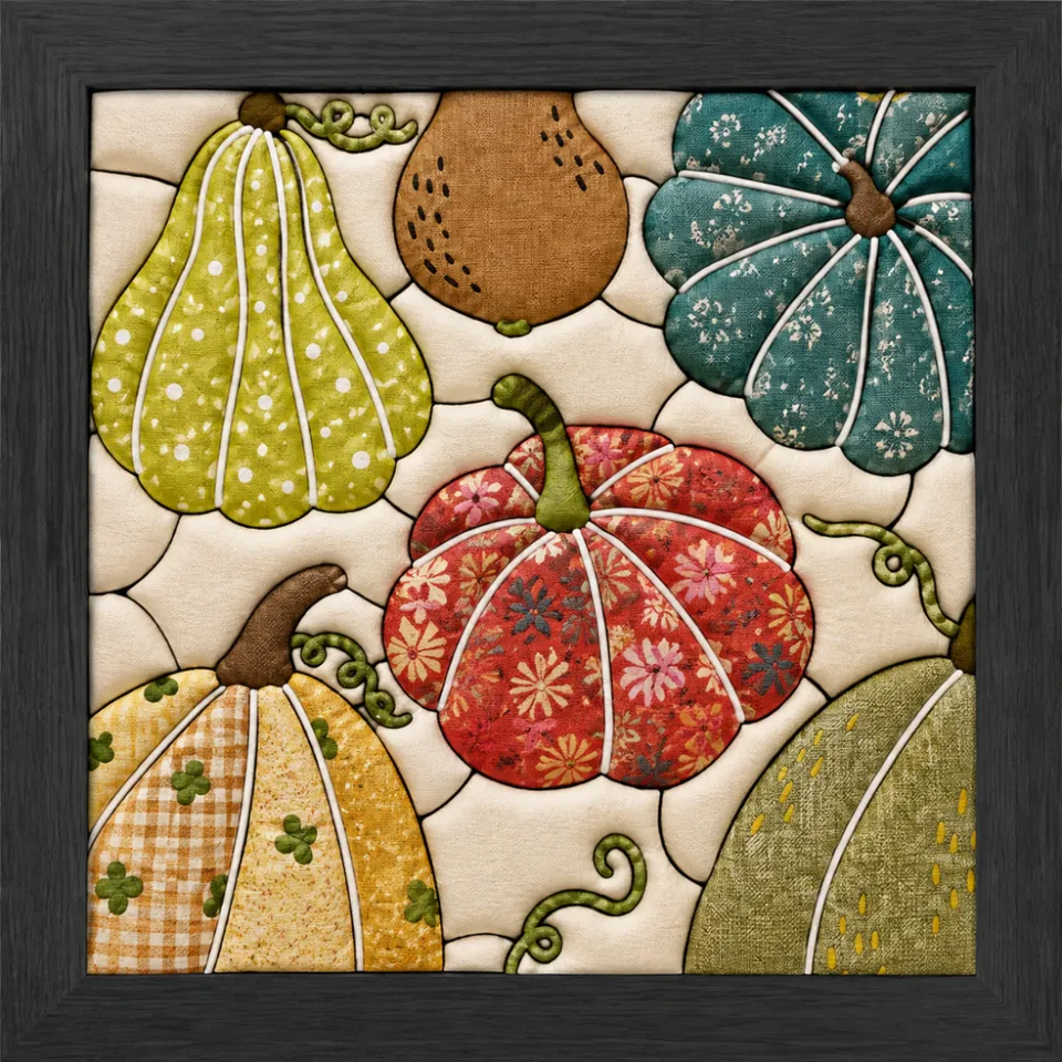 Patchwork Pumpkins — Kinusaiga fabric art design preview