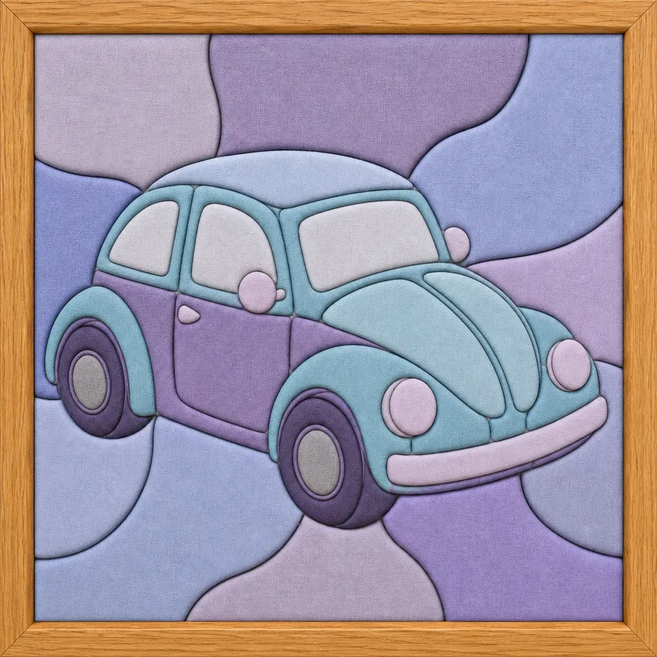 Pastel Blue Car — Kinusaiga fabric art design preview