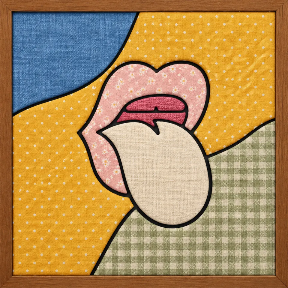 Mouth with Tongue Out — Kinusaiga fabric art design preview