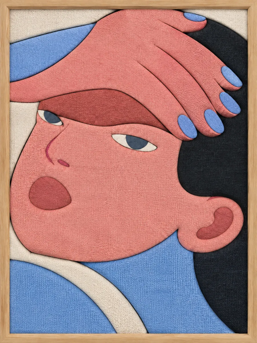 Woman Shielding Eyes — Kinusaiga fabric art design preview