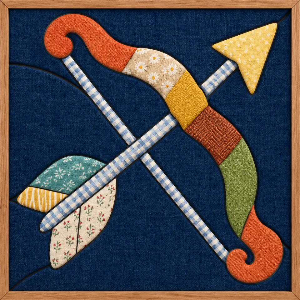 Colorful Bow and Arrow — Kinusaiga fabric art design preview