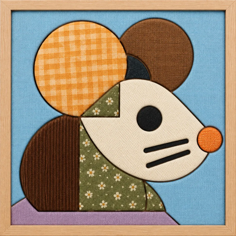 Abstract Geometric Mouse — Kinusaiga fabric art design preview