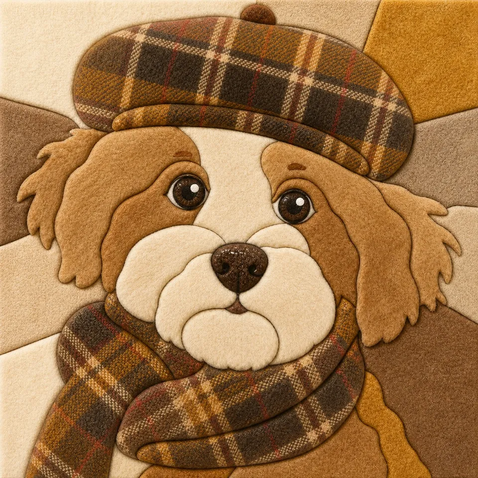 Beret Dog — Kinusaiga fabric art design preview