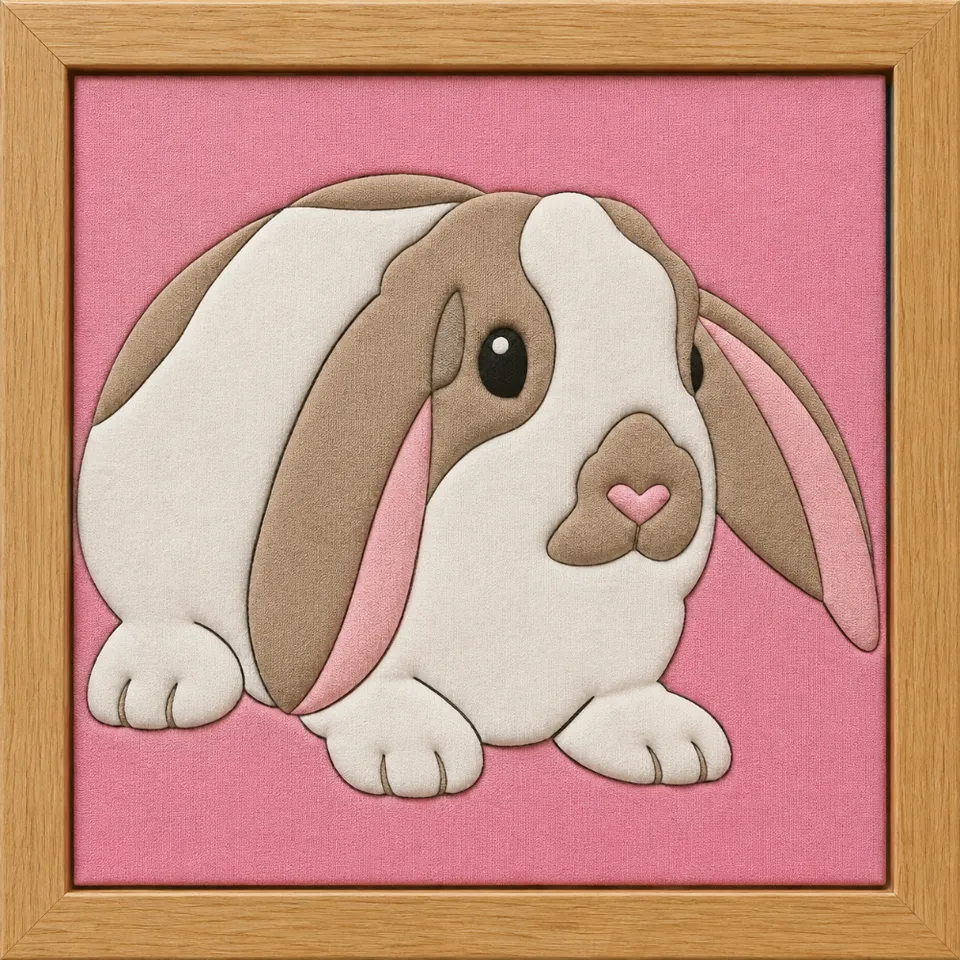 Fluffy Lop-Eared Rabbit — Kinusaiga fabric art design preview
