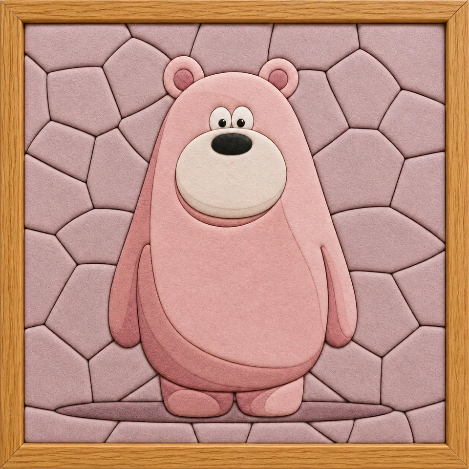Pink Bear — Kinusaiga fabric art design preview