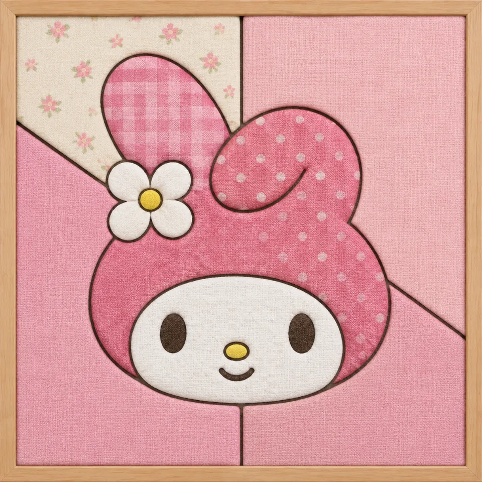 Pink Bunny Character — Kinusaiga fabric art design preview