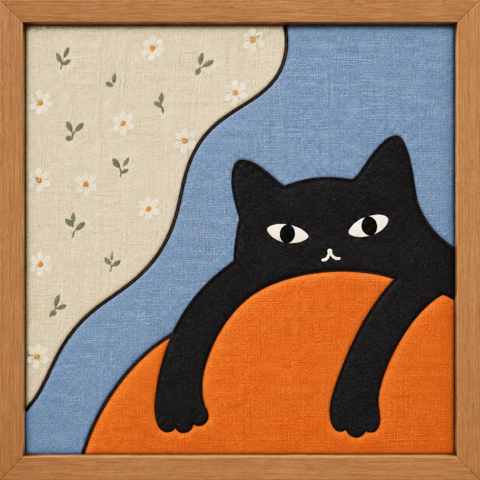 Cat Portrait — Kinusaiga fabric art design preview