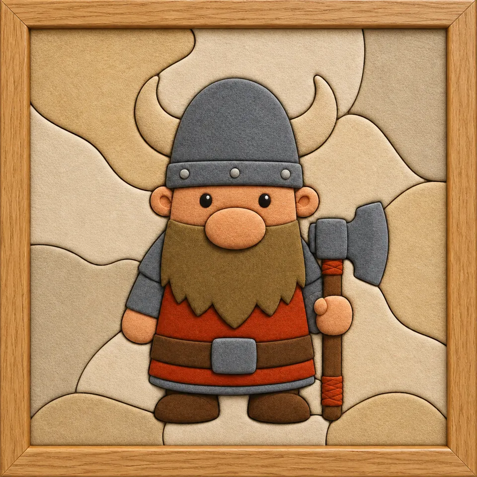 Viking Warrior with Axe — Kinusaiga fabric art design preview