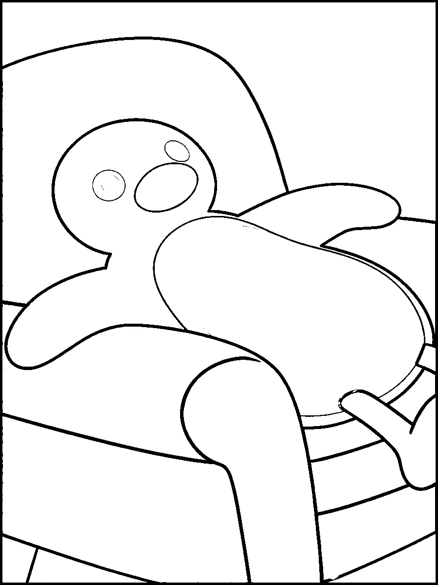 Penguin on Red Armchair — Kinusaiga fabric art design preview