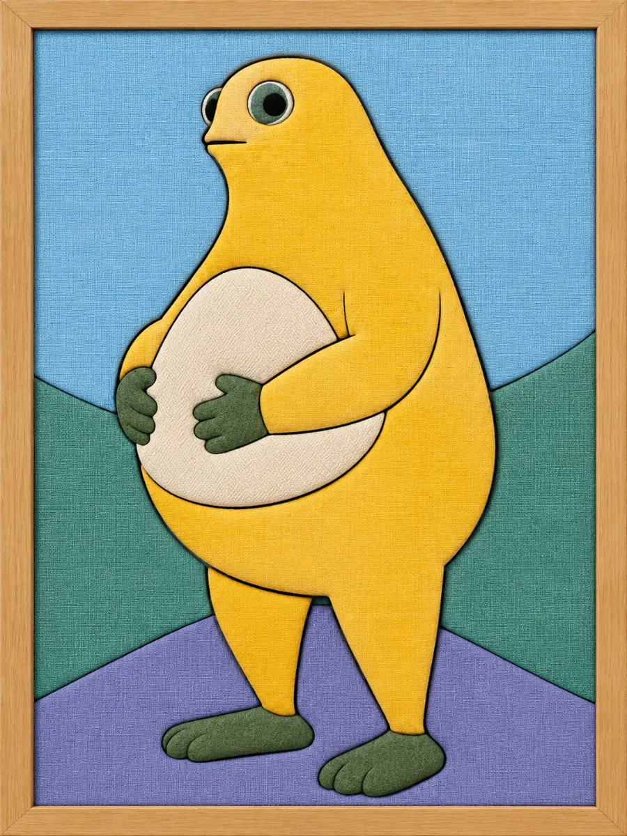 Yellow Bear Standing Upright — Kinusaiga fabric art design preview
