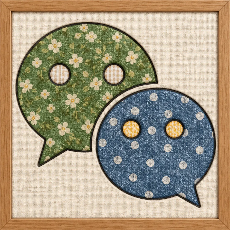 WeChat Logo — Kinusaiga fabric art design preview